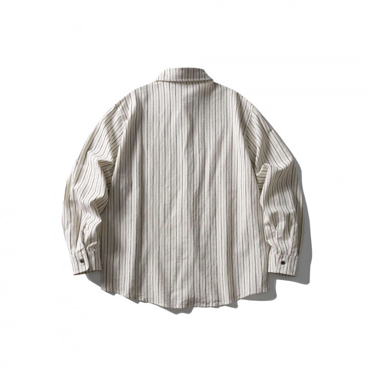Unisex Oversize shirt in pinstripe look with breast pocket and rounded hem Mune Fashion