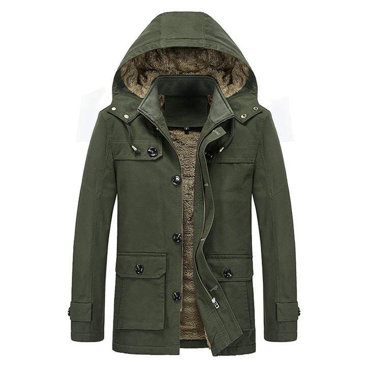 Men's Canvas Military Parka with Teddy Fleece Lining and Multifunctional Pockets Mune Fashion