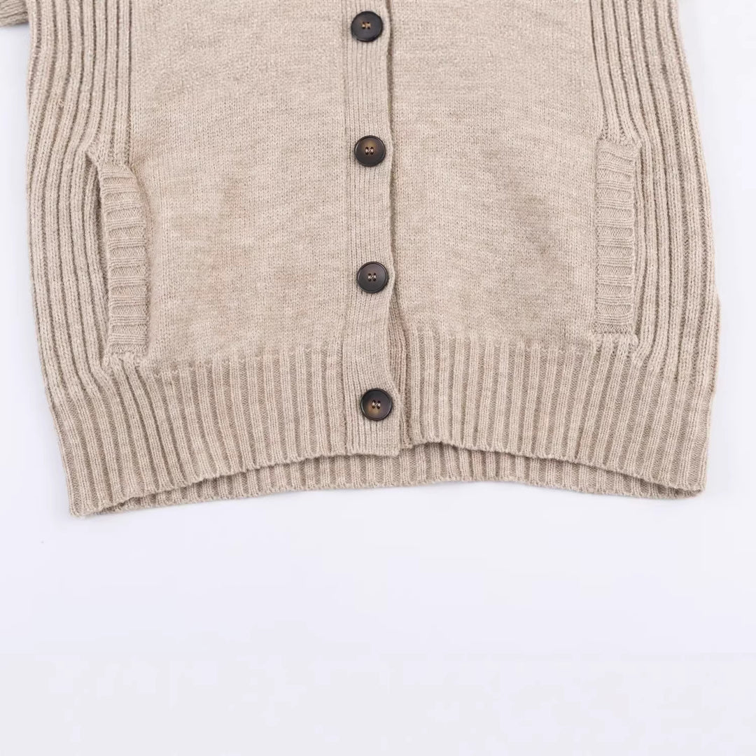 Women's knit cardigan with oversized sail collar and cable knit details Mune Fashion