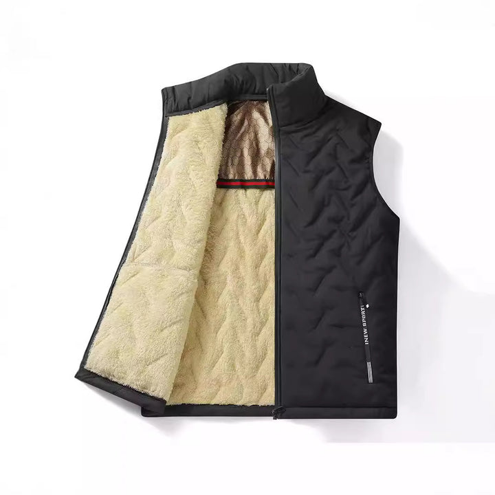 Men's thermo quilted vest with soft Sherpa inner lining, high closing stand-up collar and concealed zipper pockets Mune Fashion