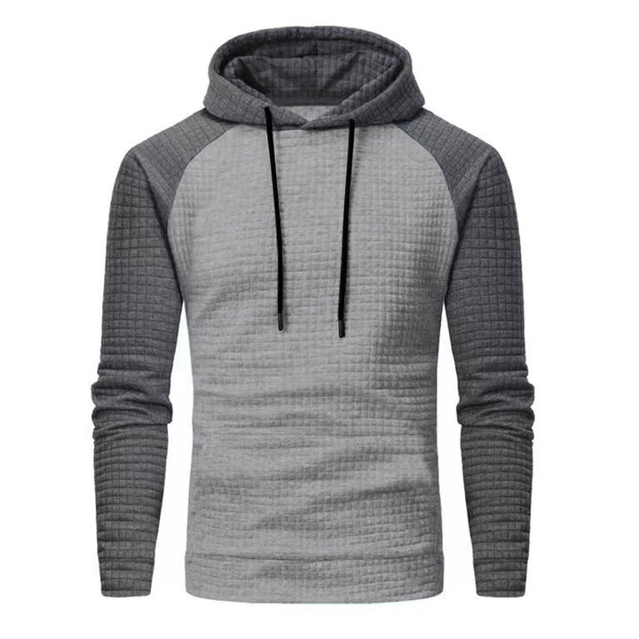 Men's Textured Hooded Sweatshirt with Waffle Structure and Raglan Sleeves Mune Fashion