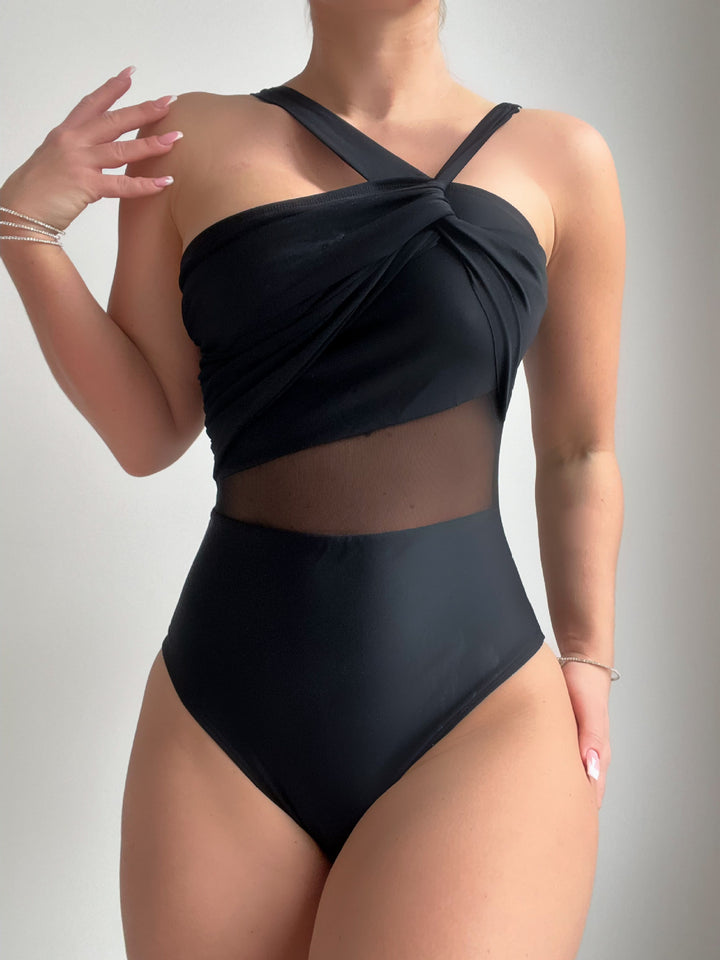 Ladies Elegant One-Piece Swimsuit with Modern Fabric Mix Mune Fashion