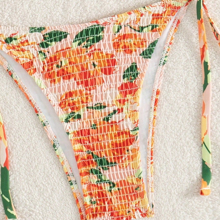 Women's Triangle Bikini with Floral Gatherings Mune Fashion