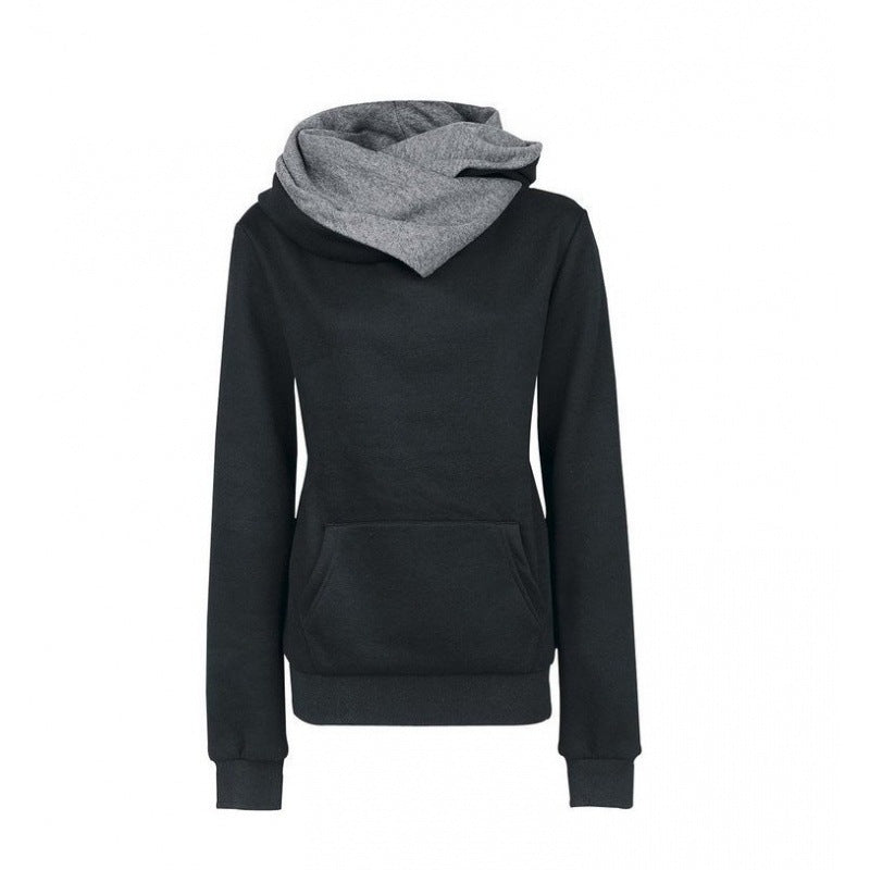 Women's Tailored Hoodie with Overlapping Shawl Collar and Kangaroo Pocket Mune Fashion