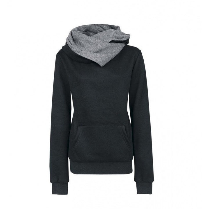Women's Tailored Hoodie with Overlapping Shawl Collar and Kangaroo Pocket Mune Fashion