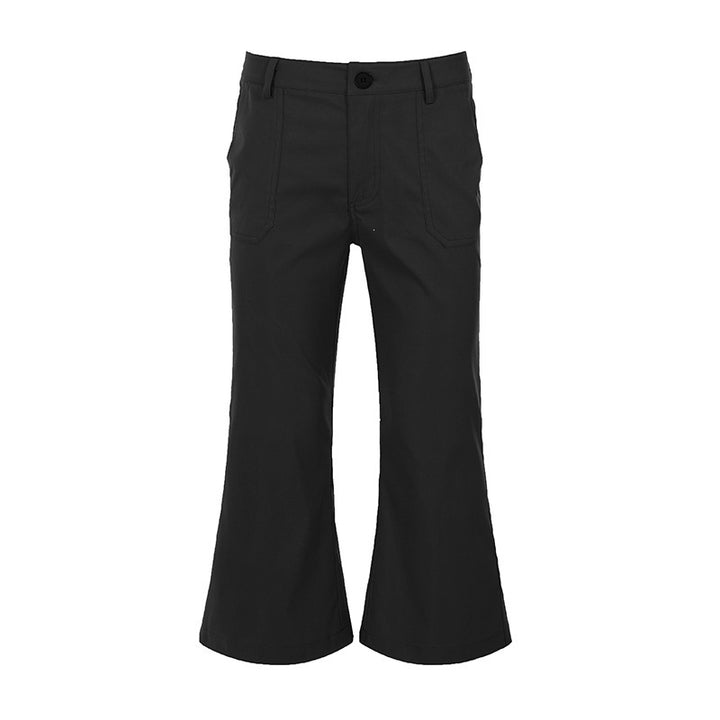 Women Cropped Flared Stretch Pants with Patch Pockets Mune Fashion