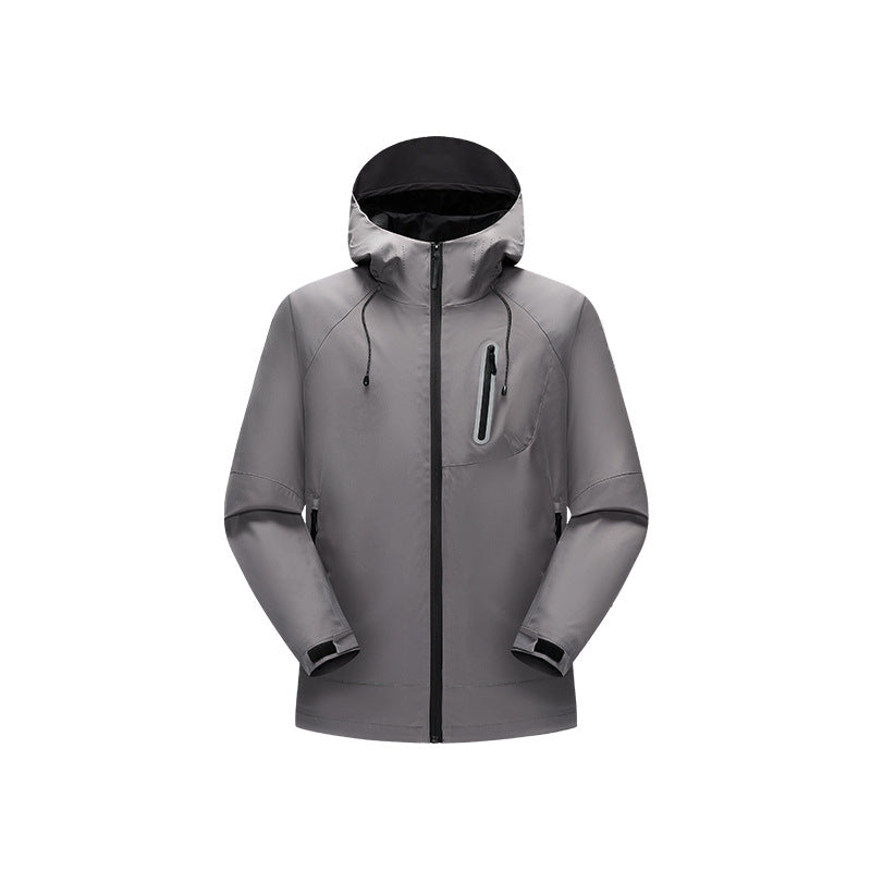Men's Waterproof Softshell Rain Jacket with Adjustable Hood and Chest Zip Drune