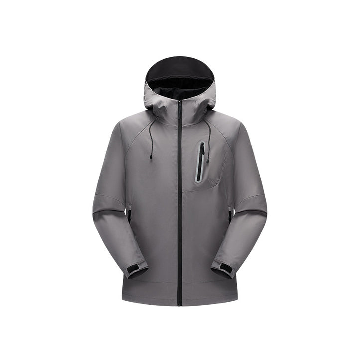 Men's Waterproof Softshell Rain Jacket with Adjustable Hood and Chest Zip Drune