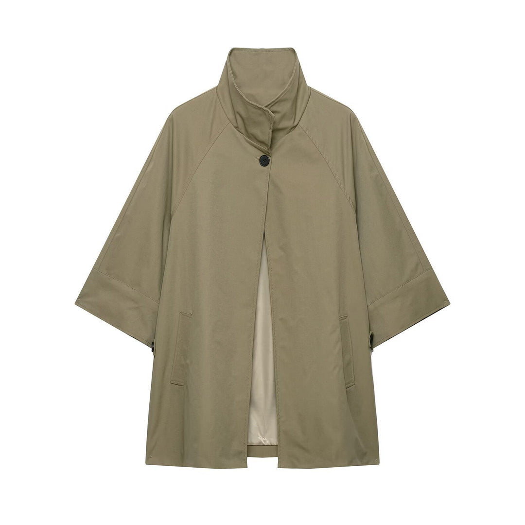 Women's Two-Piece Short Cape Jacket with Stand-Up Collar and High-Waisted Pleated Culottes Mune Fashion