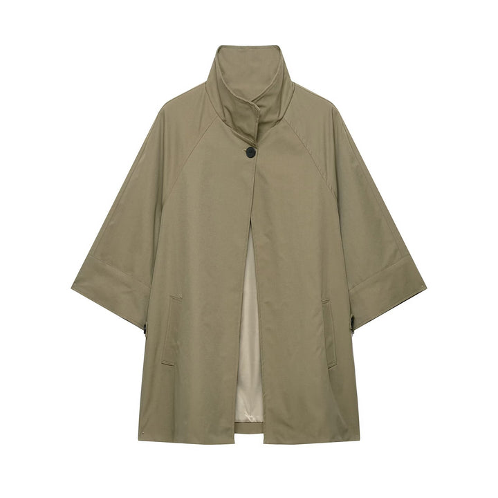 Women's Two-Piece Short Cape Jacket with Stand-Up Collar and High-Waisted Pleated Culottes Mune Fashion