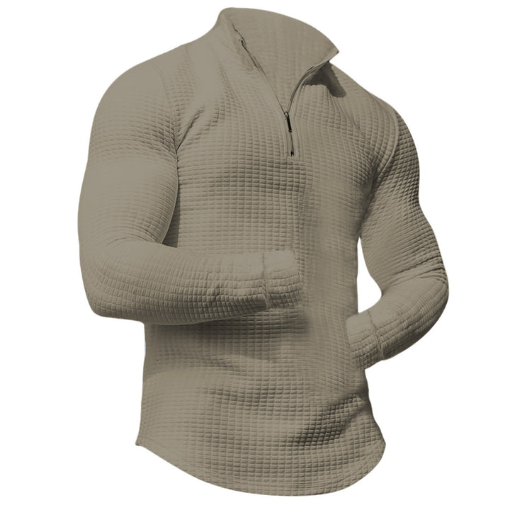 Men's waffle knit long sleeve shirt with short zip Mune Fashion