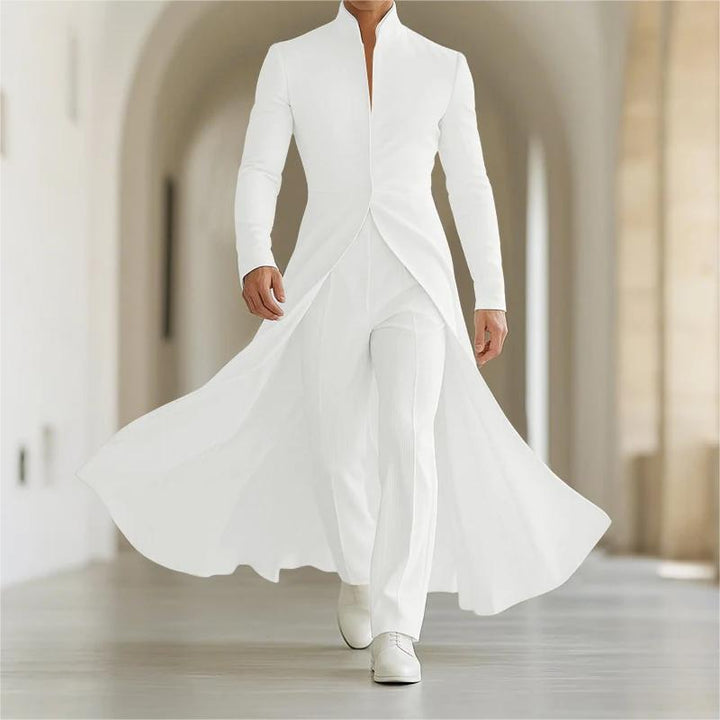 Women Open Flowing Maxi Coat with Lapel Collar Mune Fashion