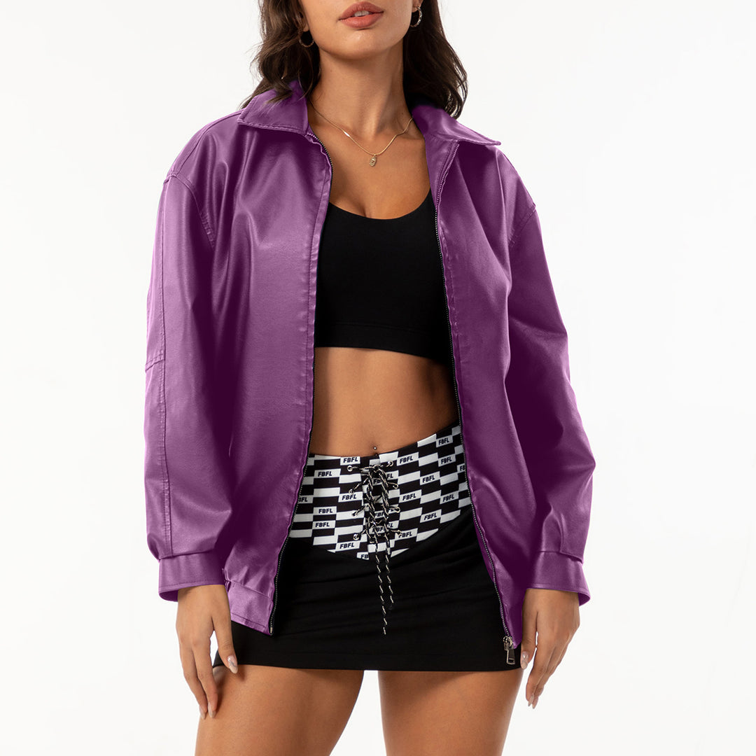 Women nan light satin bomber jacket with zipper and loose fit Mune Fashion