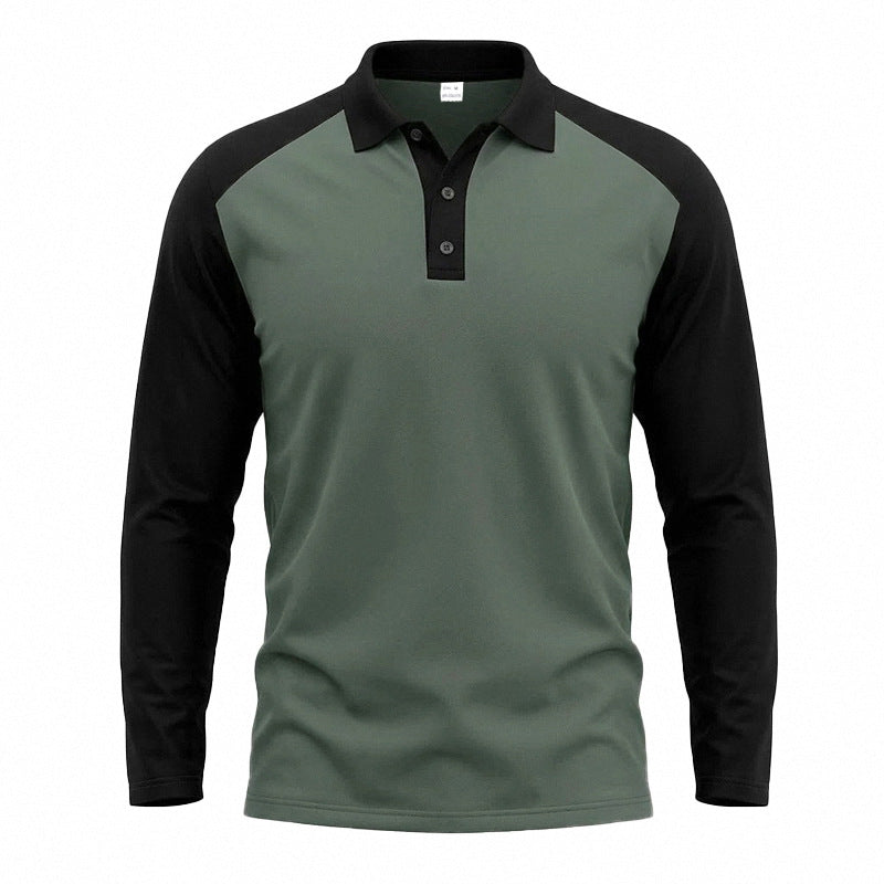 Men's long-sleeved raglan polo made of cotton blend with button placket and ergonomic cut Mune Fashion