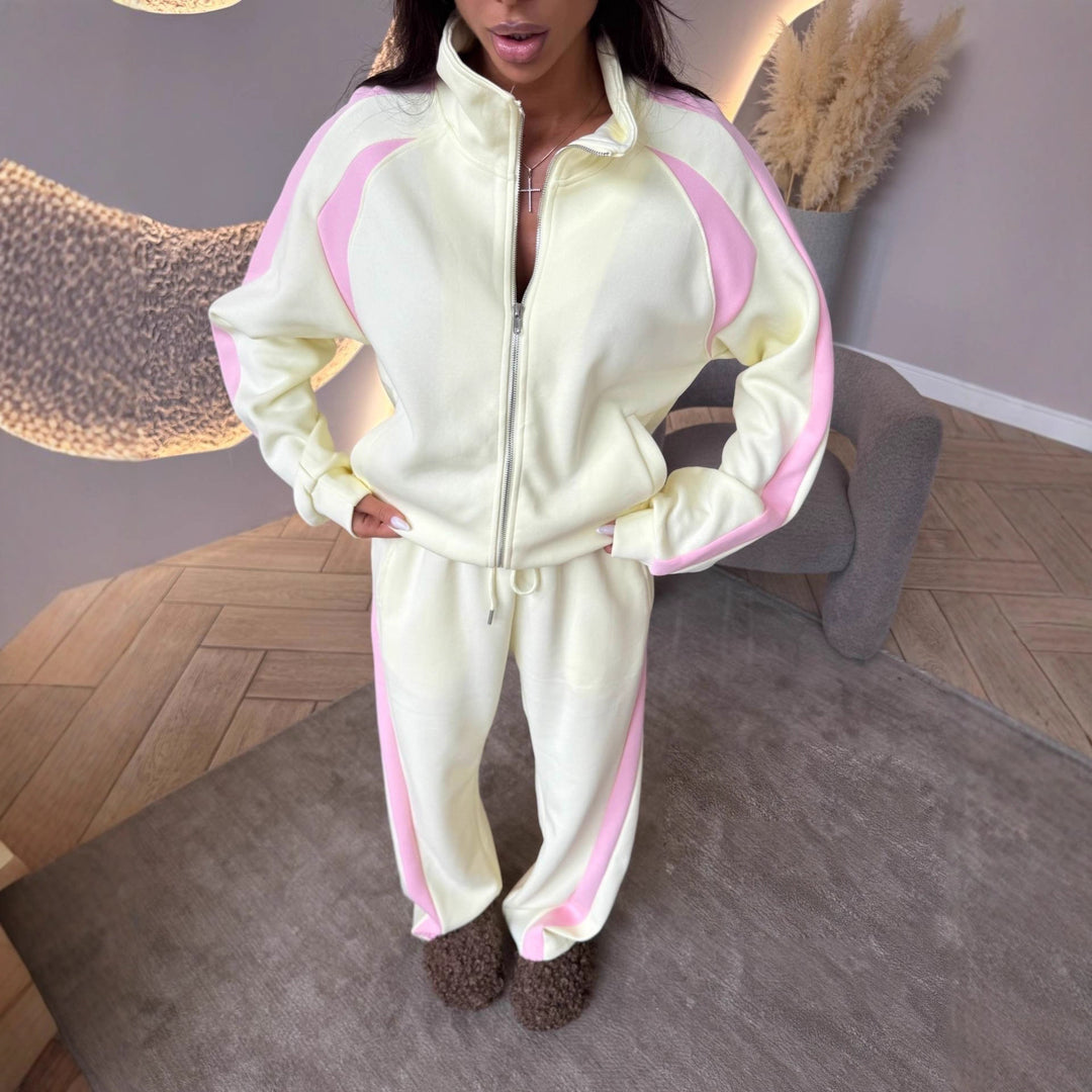 Women's Two-Piece Tracksuit Set with Zip Jacket and Loose Jogging Pants Mune Fashion