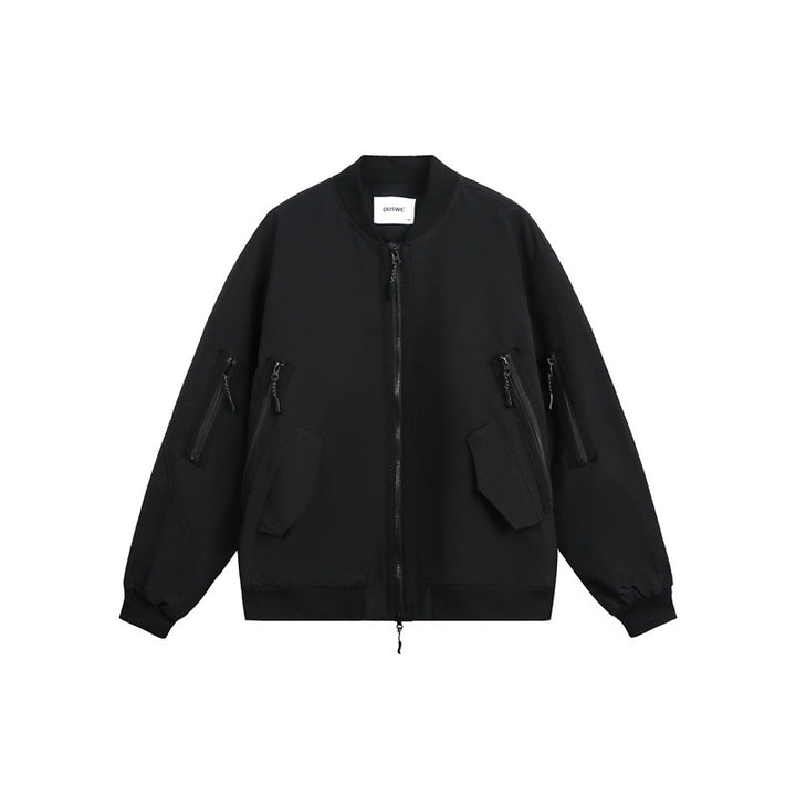 Unisex Boxy-Utility-Bomber Jacket with Multiple Pockets and Two-Way Zipper Mune Fashion