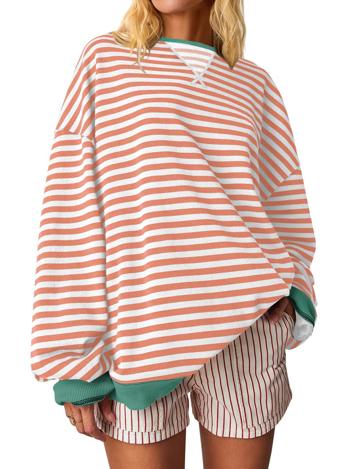 Women Oversized Striped Sweatshirt