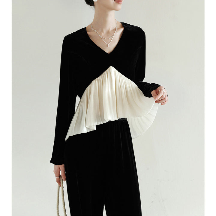 Ladies Elegant Blouse with Draping Mune Fashion