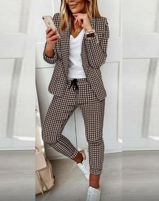 Women's Checked Slim-Fit Jogging Pants with Drawstring and Ankle-Length Cut Mune Fashion
