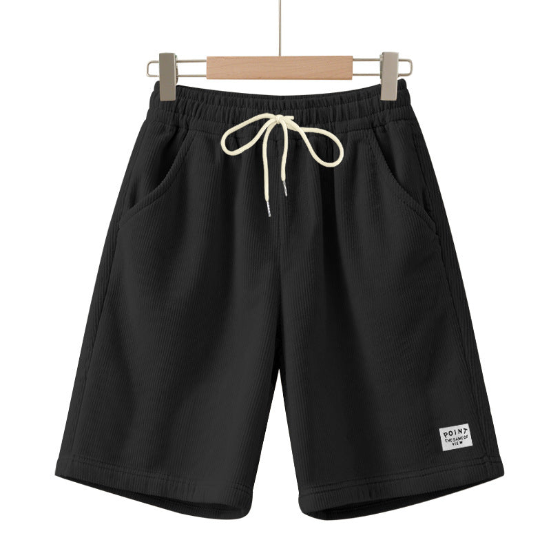Men's knee-length lounge shorts in ribbed structure jersey with elastic drawstring waistband and patch pockets Mune Fashion