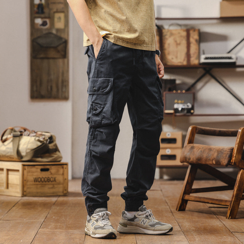 Men's Tactical Cargo Jogger Pants with Drawstring Waistband and Adjustable Snap Pockets Mune Fashion