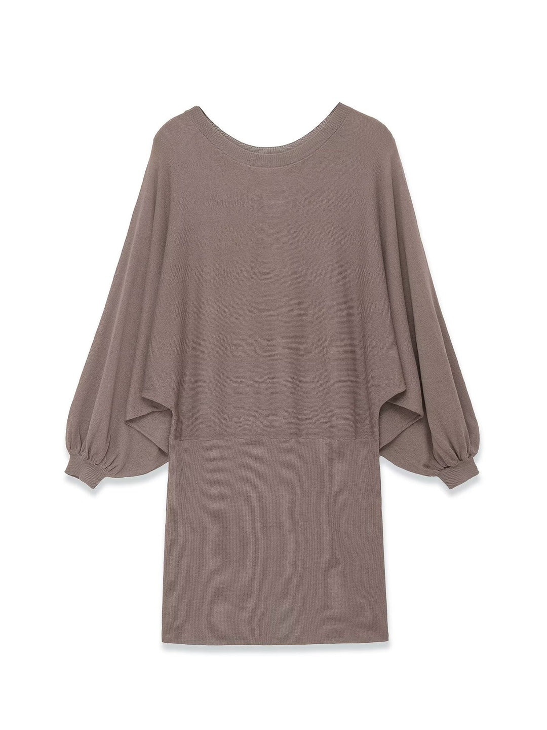Women's knitted dress with dropped batwing poncho and balloon sleeves Mune Fashion