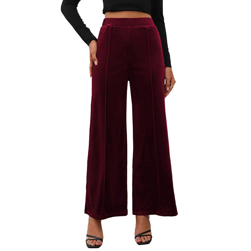 Women's Elegant Wide Velvet Trousers Mune Fashion