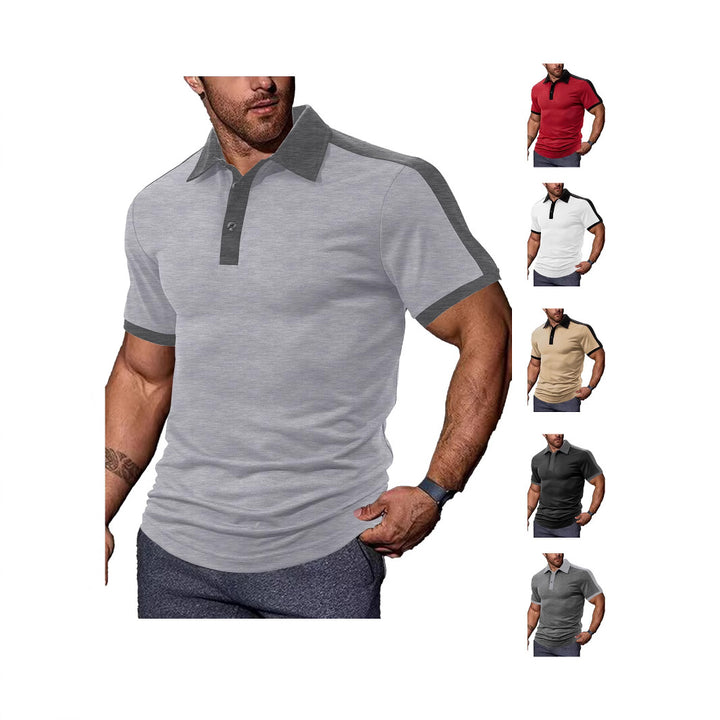 Men's fitted contrast polo shirt with shoulder yoke and shirt collar Mune Fashion
