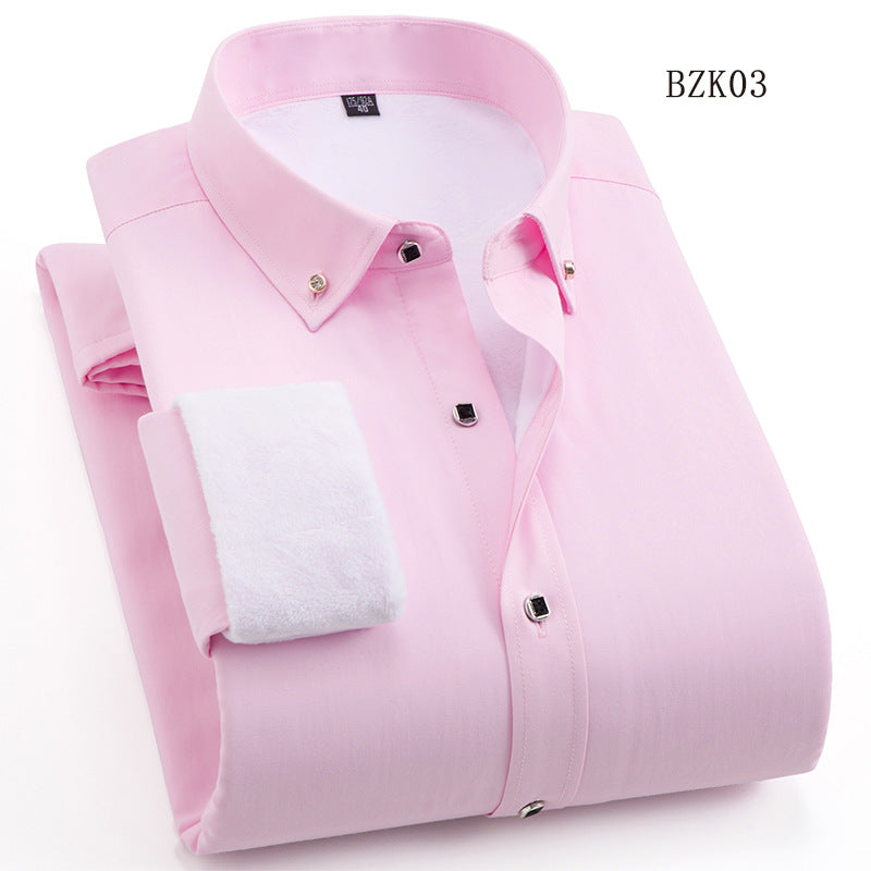 Men's Padded Business Shirt with Thermofleece Inner Side and Button-Down Collar Mune Fashion