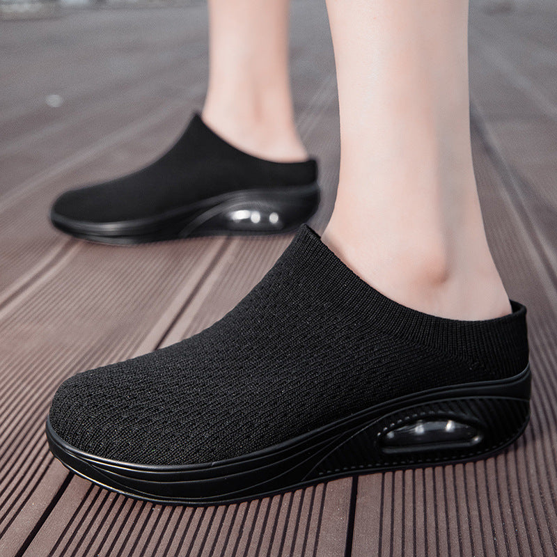 Women's soft knit mule with visible air cushioning and cushioned wedge outsole Mune Fashion