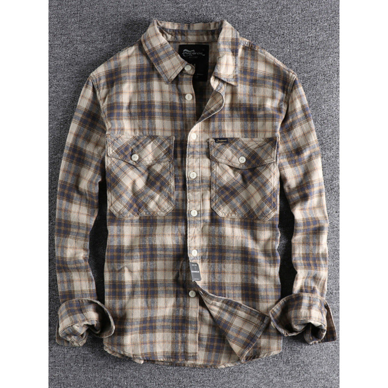 Men's Check Flannel Shirt with Chest Pockets and Casual Relaxed Fit Mune Fashion