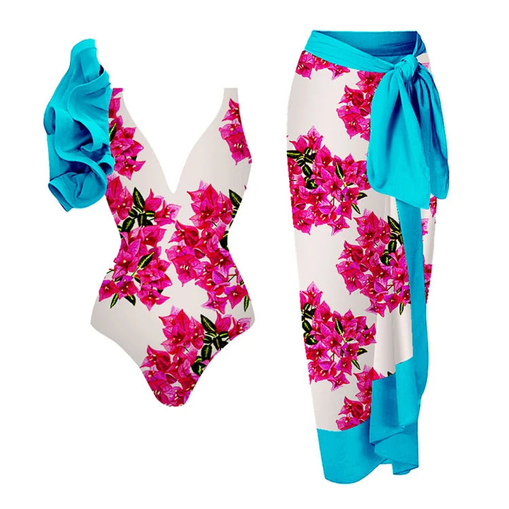 Women's swimsuit with voluminous ruffle detail and matching overlay Mune Fashion