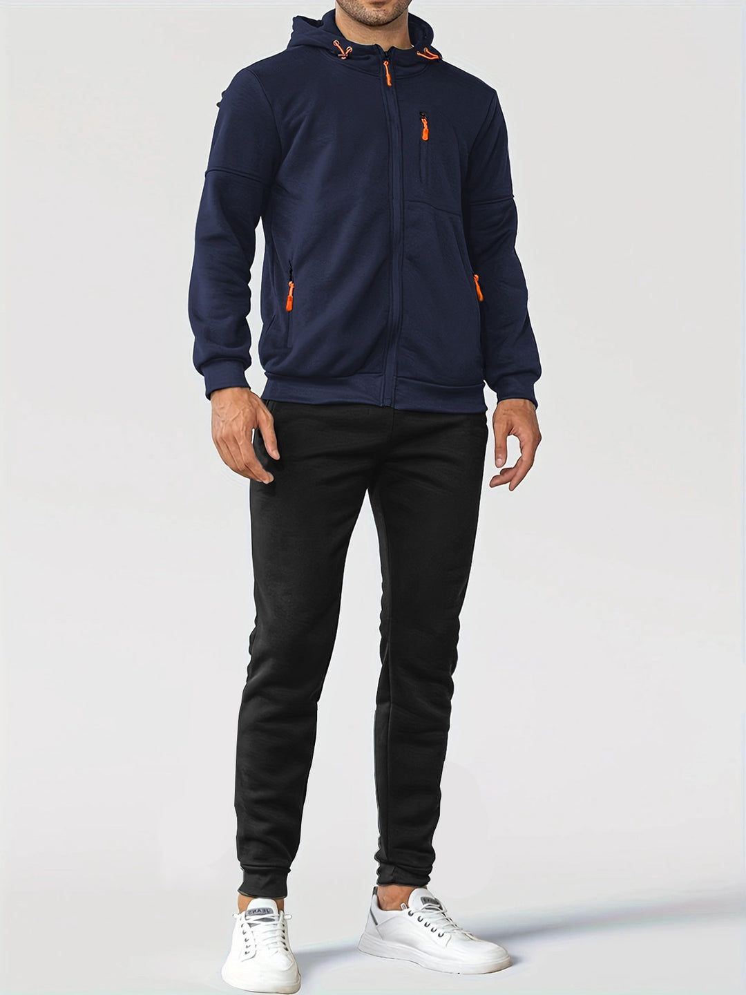 Men's nan technical hoodie jacket with full front zipper, chest pocket with zipper and elastic cuffs Mune Fashion