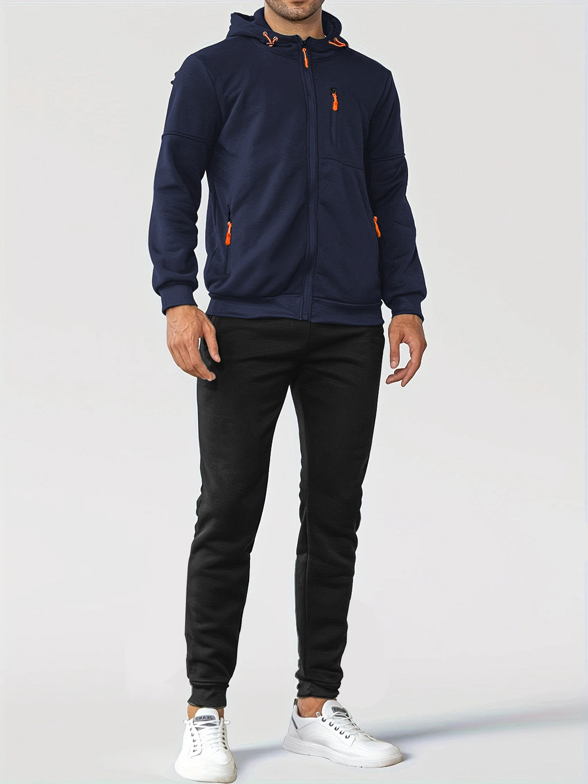 Men's nan technical hoodie jacket with full front zipper, chest pocket with zipper and elastic cuffs Mune Fashion