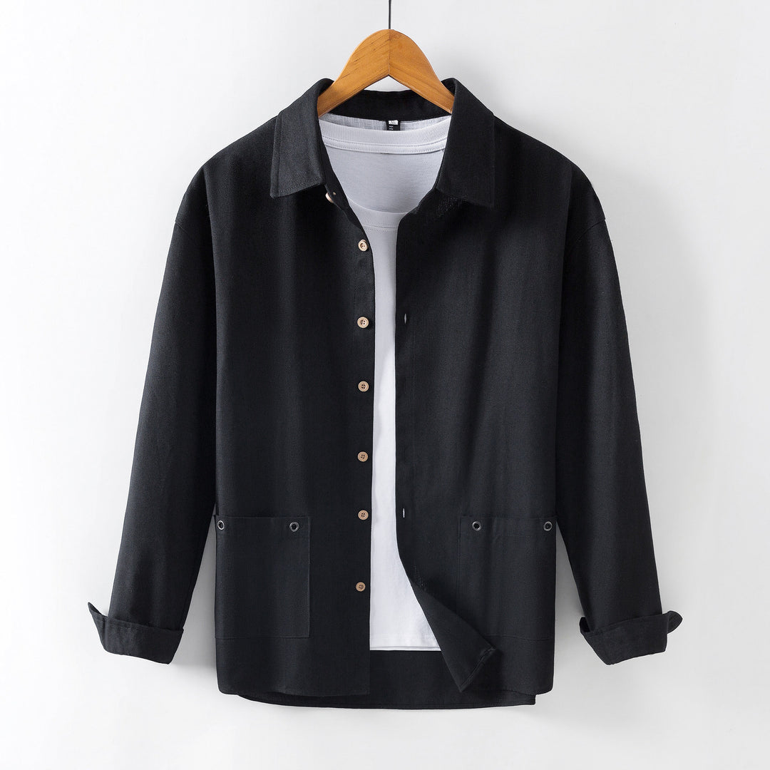 Men's Lightweight Overshirt-Jacket made of Linen Blend with Patch Pockets Mune Fashion