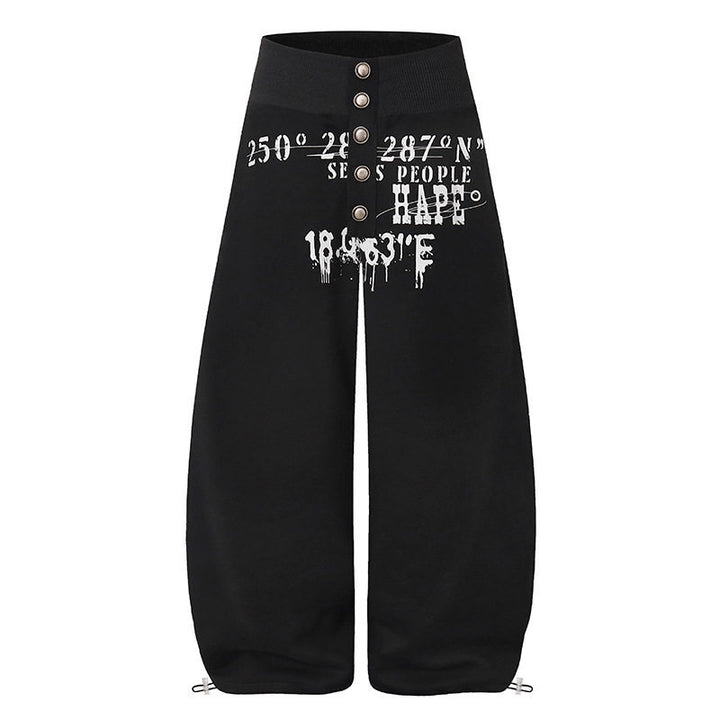 Women's culotte lounge pants with high ribbed waistband, front decorative button placket and adjustable hem Mune Fashion