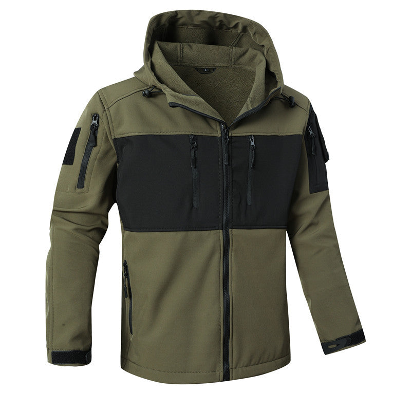 Men's Softshell Tactical Jacket with Fleece Lining, Hood and Multifunctional Pockets Mune Fashion