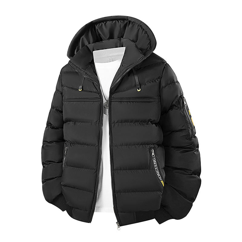 Men's quilted jacket with hood, windproof thermal insulation and utility pockets Mune Fashion