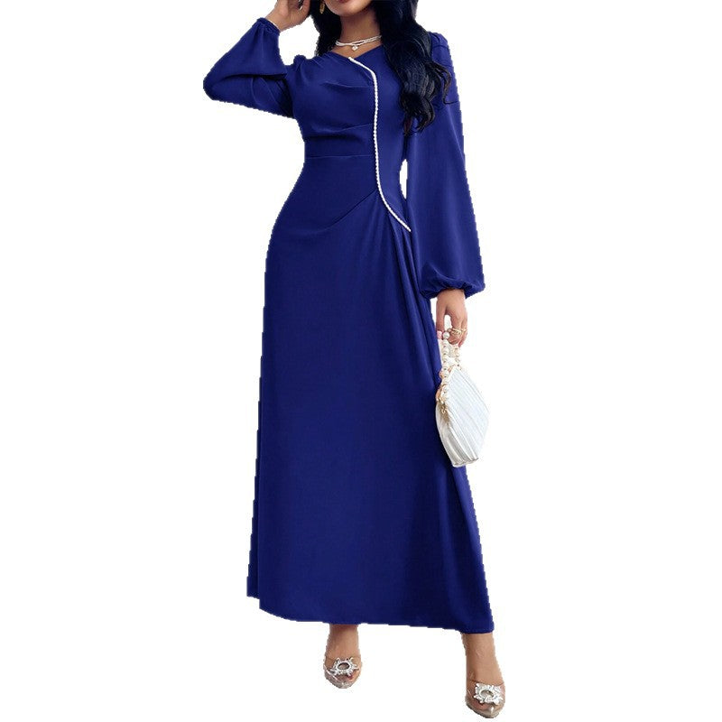 Women Elegant Maxi Dress with Special Neckline Mune Fashion