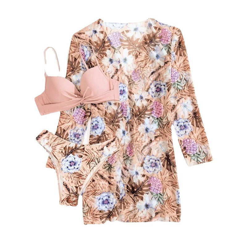 Women's Two-Piece Bikini Set with Floral Wrap Mune Fashion