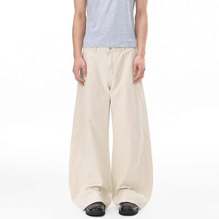 Men's Voluminous Panel Baggy Pants made of Cotton Twill with Balloon-Shaped Hem Mune Fashion