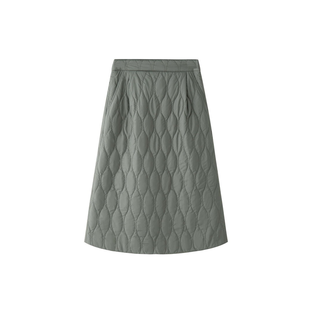 Women's Quilted Midi-Length A-Line Padded Skirt with Thermal Lining Mune Fashion