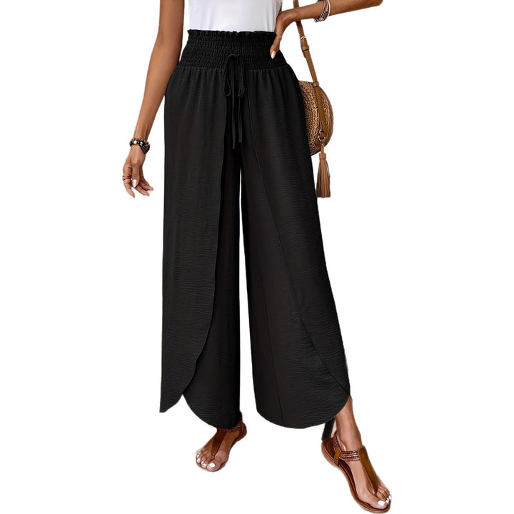 Ladies nan wrap maxi skirt with high smocked waistband and integrated palazzo pants lining Mune Fashion