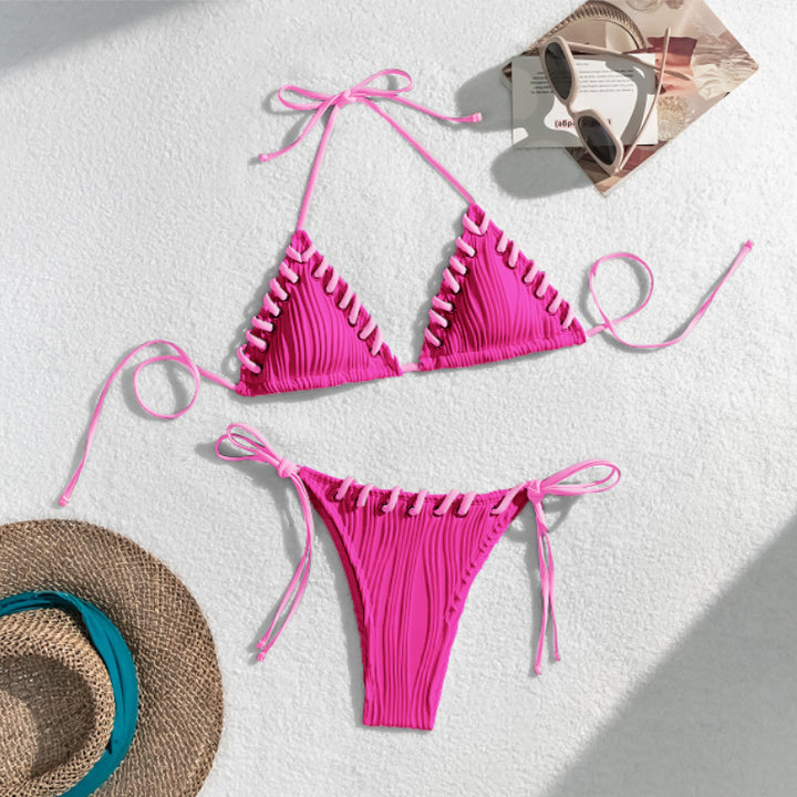 Women's triangle bikini with contrasting lacing details Mune Fashion