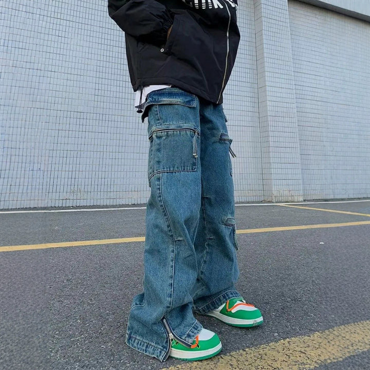 Men's Stylish Cargo Jeans with Zippers Mune Fashion