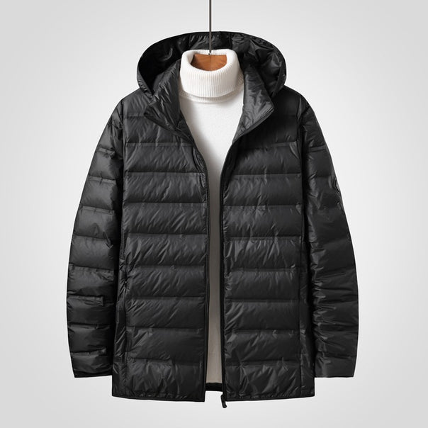 Men's Ultra-Light Compact Padded Coat with Hood and Water-Repellent Shell Mune Fashion