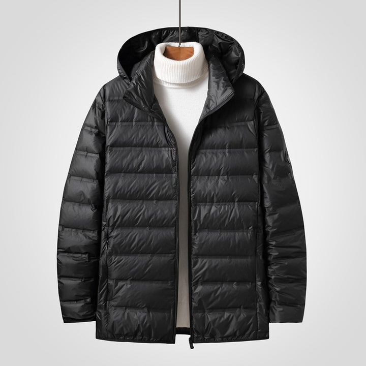 Men's Ultra-Light Compact Padded Coat with Hood and Water-Repellent Shell Mune Fashion