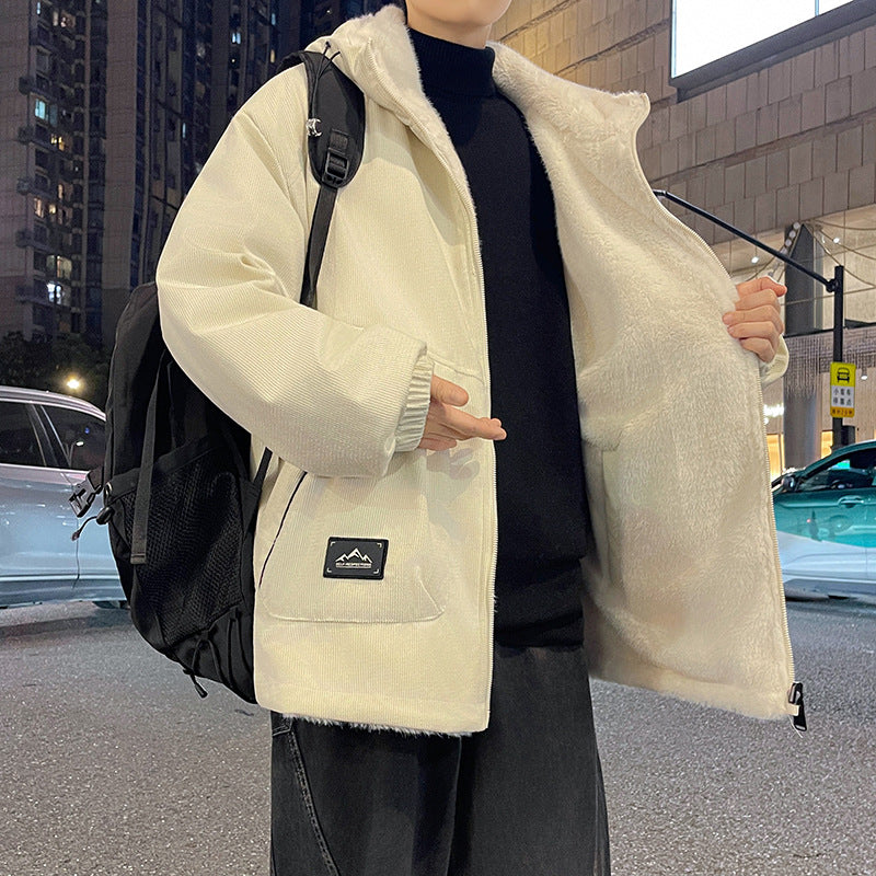 Men's Oversized Hoodie Jacket with Teddy Lining, Two-Way Zipper and Utility Pockets Mune Fashion