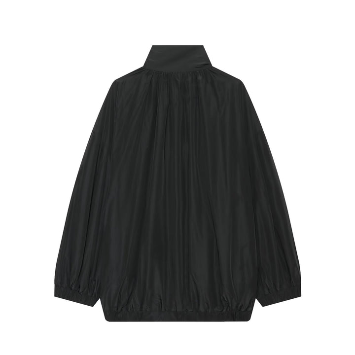 Women's Oversize Rain Jacket in Cocoon Cut with High Stand-Up Collar and Elastic Hem