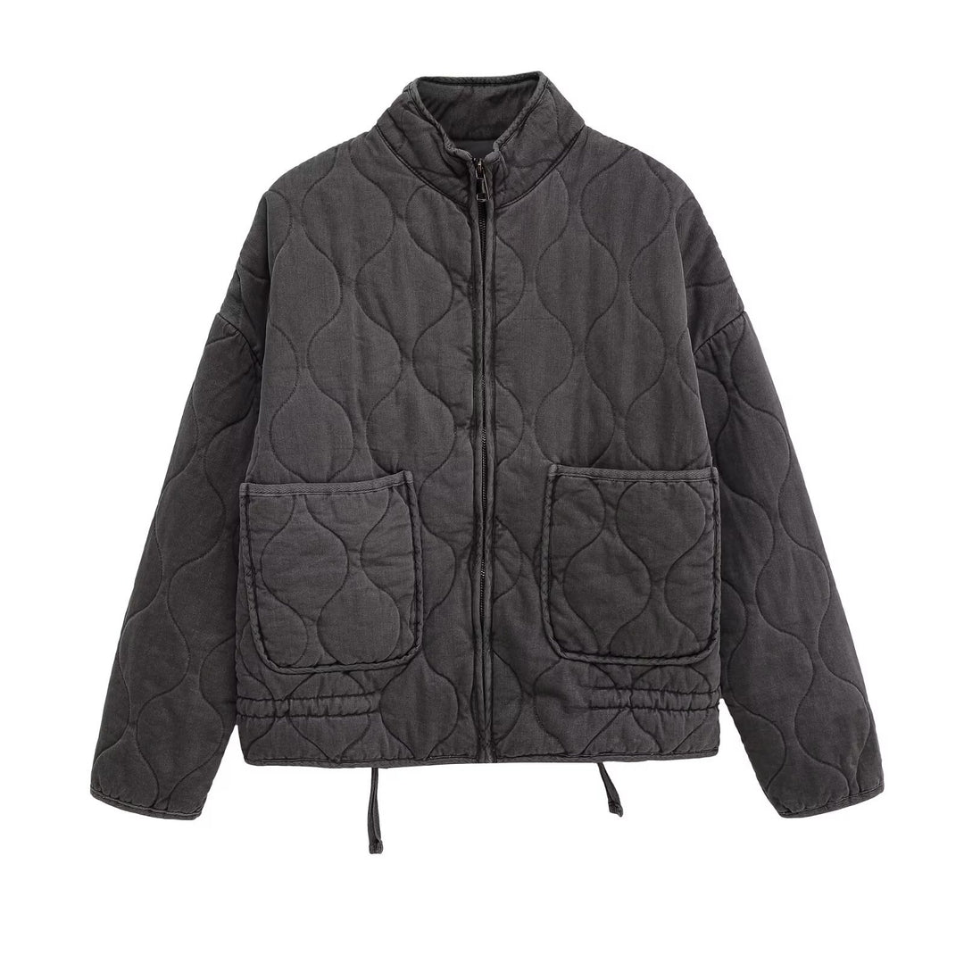 Women’s quilted jacket with stand-up collar, cushion quilting and drawstring Mune Fashion
